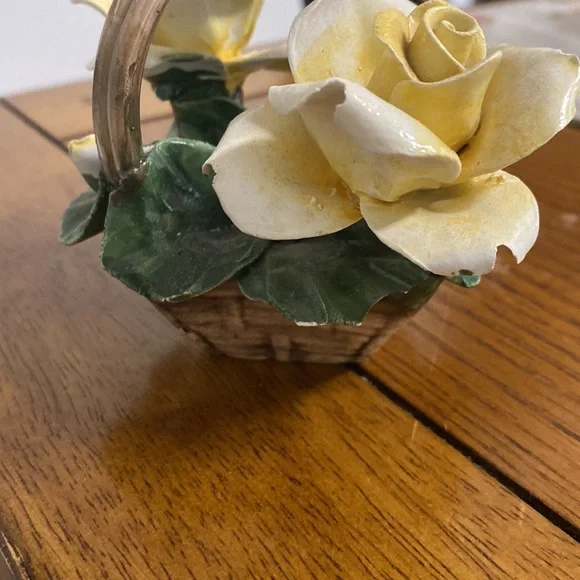 Nuova Capodimonte Basket Yellow Roses Italy - Picture 4 of 5